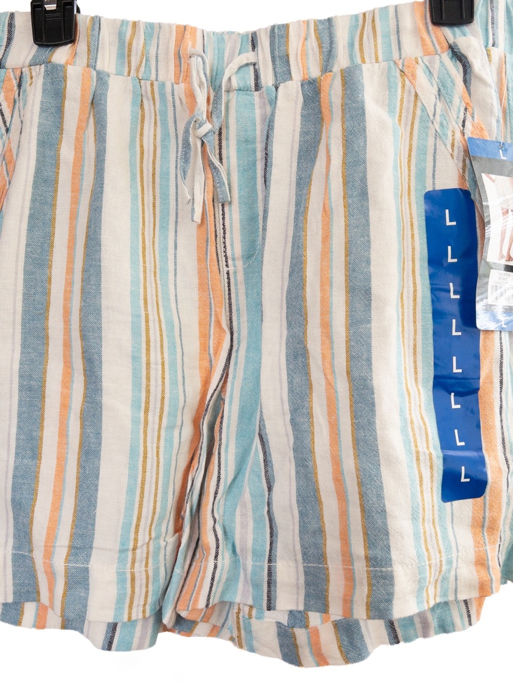 NWT Briggs Women’s Large Striped Pull-On Shorts Coastal Beach Casual